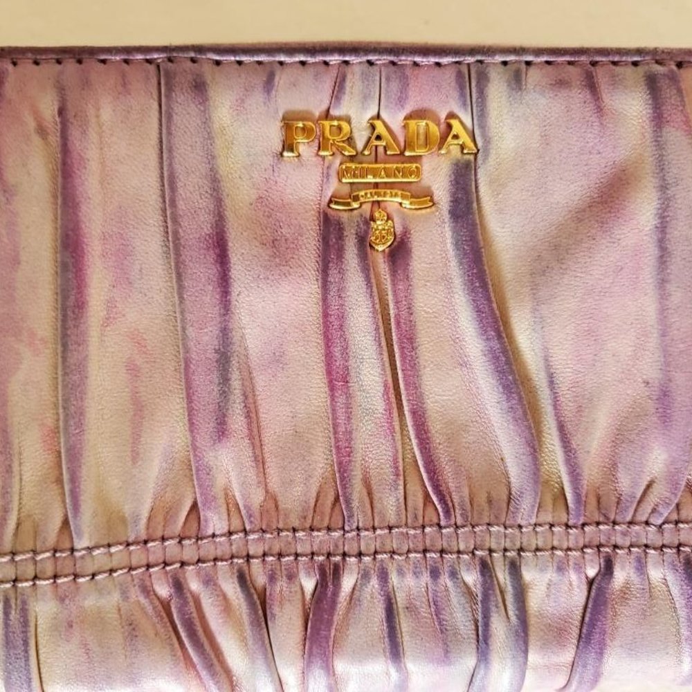 Prada metelasse leather wallet beige pink purple gray ivory blue tiedyed edition - Picture 12 of 12